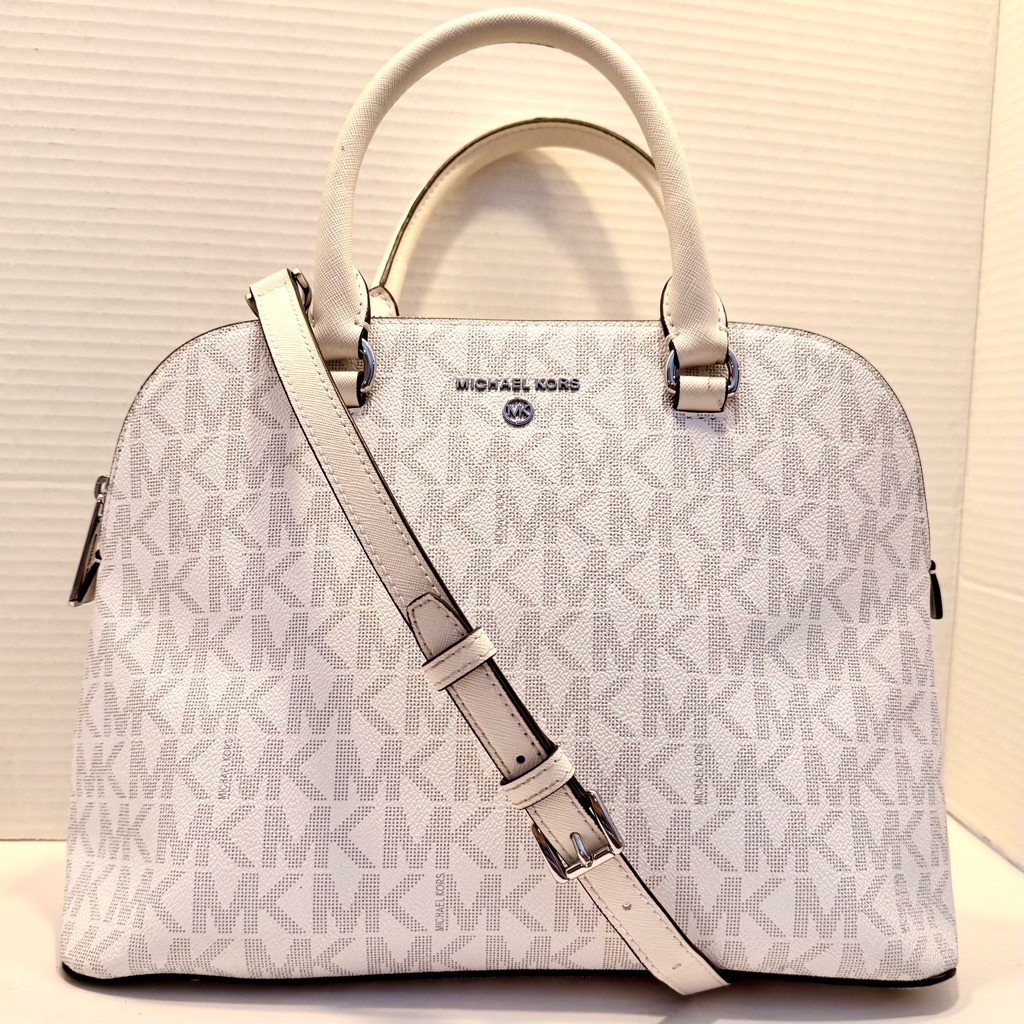 Michael Kors Leather Cindy Large Dome Satchel Bag Crossbody